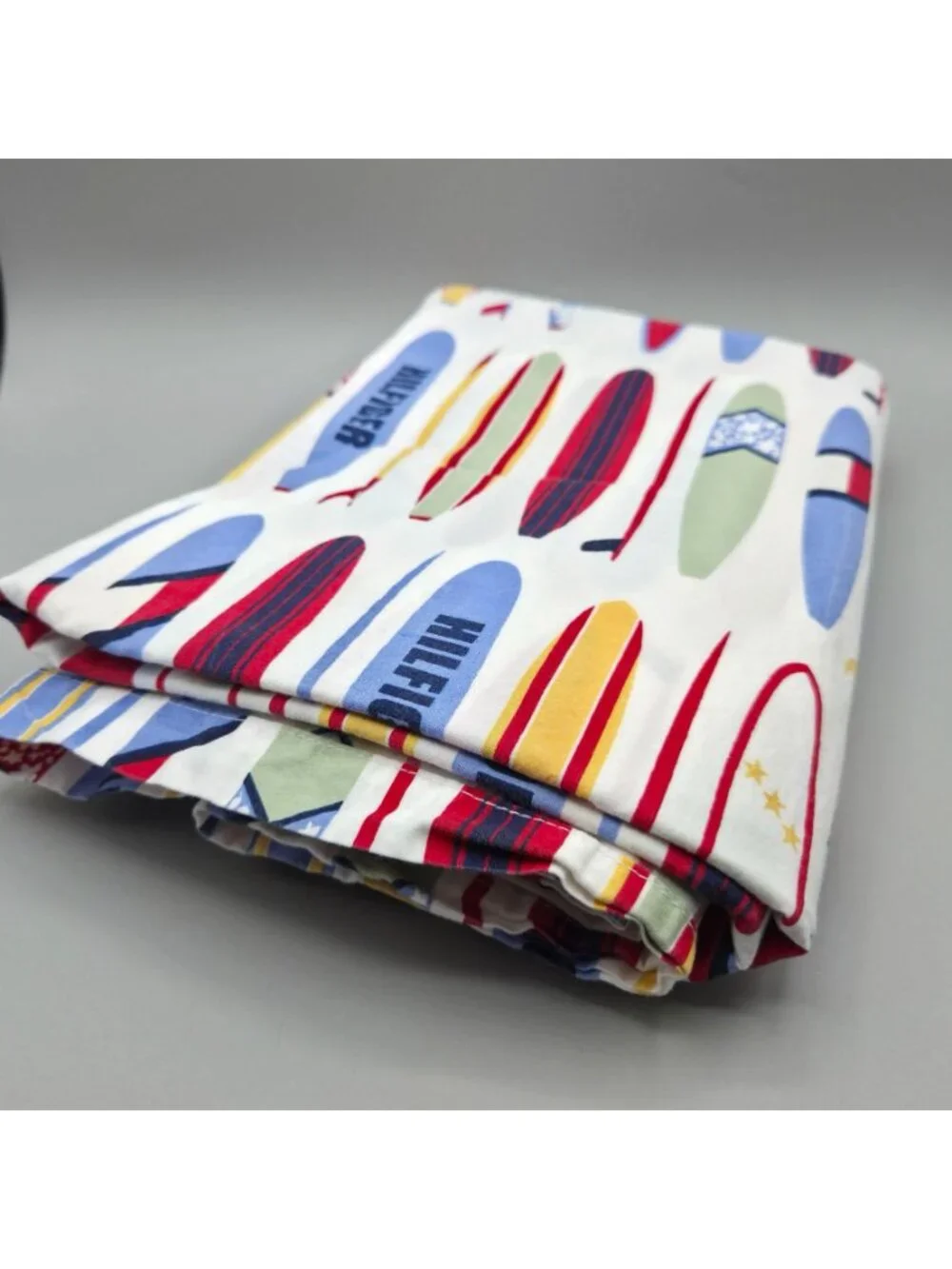 Tommy Hilfiger Surfs Up Surfboard Print Twin Flat Sheet ONLY Cotton 66 X 96